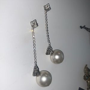 vintage rhinestone and pearl Dangle earrings